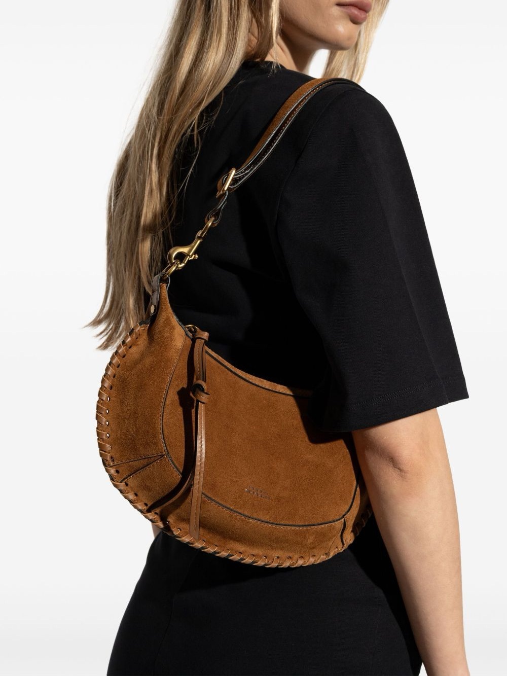 Isabel Marant Suede Oskan Moon Shoulder Bag in Brown